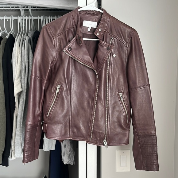 Reiss Brown Leather Jacket, worn once - Picture 1 of 7